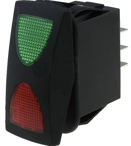 Intrerupator basculant auto, ON-OFF-ON, SPDT, 10A, orificiu montare 47.3x25x0.8mm, R13292D201BBGR2