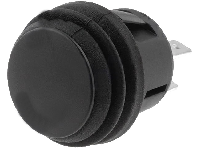 Push-buton, rotund, negru, OFF-(ON), DPST, 6A, 4 pini, orificiu montare Ø20.2mm, R13527A202BB