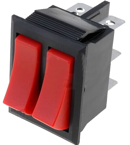 Intrerupator basculant, dublu, ON-ON+/ON-ON, mentiere, 10A, 6 pini, SPDT, orificiu montare 30.2x22.2mm, R1390PCC01BRR