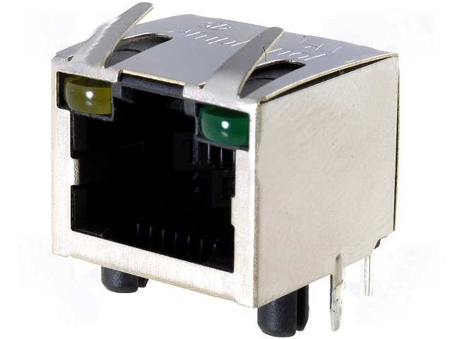 Soclu RJ45, ecranat, cu led, CAT5, RJ45GELED-APE, AMPHENOL