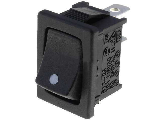 Comutator basculant; (ON)-OFF, 10A, 2 pini, SPST, orificiu montare 19.4x13mm, RS1366FBB1