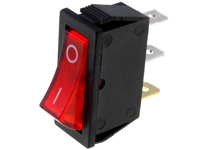 Comutator basculant, ON-OFF, 15A, 3 pini, SPST, orificiu montare 30.3x10.6mm, RSI1013C3RD