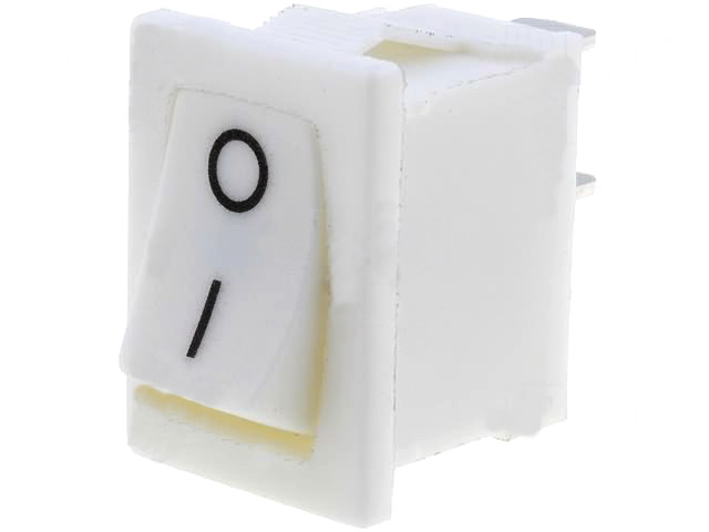 Comutator basculant, ON-OFF, 3A, 2 pini, SPST, orificiu montare 19.2x13mm, RSM101A2C3WH