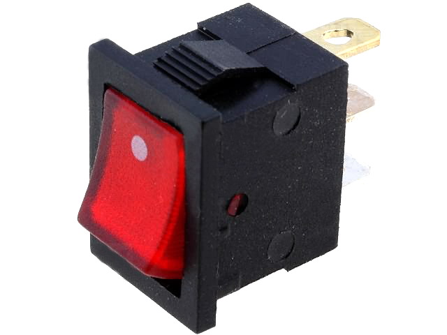 Comutator basculant, ON-OFF, 3A, 3 pini, SPST, orificiu montare 19.2x13mm, ILUMINAT, RSSM101A2C2RD