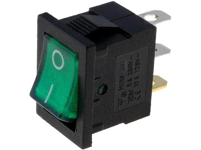 Comutator basculant, ON-OFF, 6A, 3 pini, SPST, orificiu montare 19.2x13mm, RSSM101A2C3GN