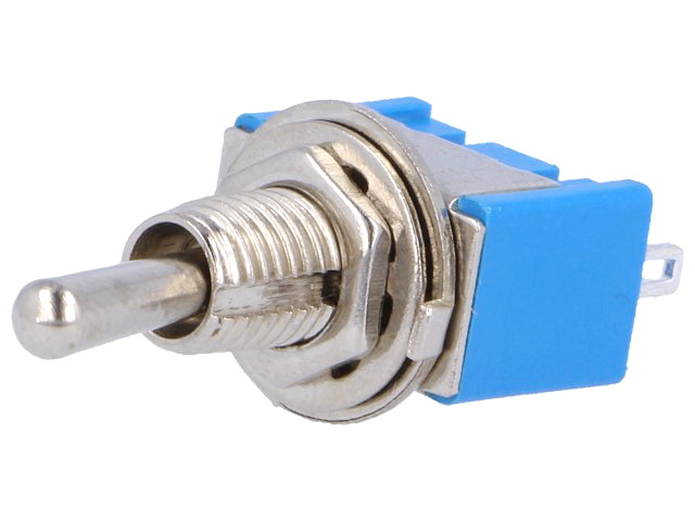 Intrerupator basculant, 3A, ON-OFF-ON, 3 pini, SP3T, orificiu montare 6mm, TS-14