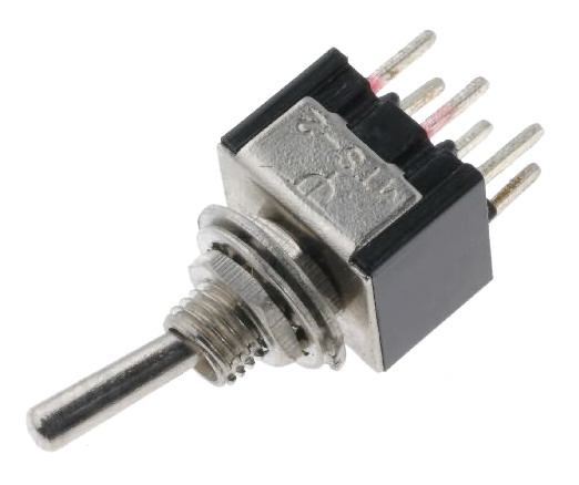 Intrerupator basculant; ON-ON, 3A, 6 pini, DPDT, orificiu montare 6mm, TSM202A2