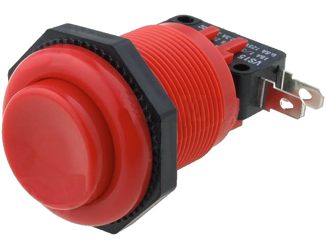 Push buton, rotund, rosu, ON-(ON), 10A, 2 pini, SPDT, orificiu montare Ø28.6mm, VAQ-7R-15-1C2-R