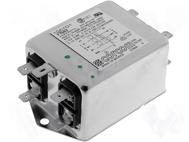 Filtru de retea trifazic, 440VAC, 10A, AYO1-10, TE CONNECTIVITY