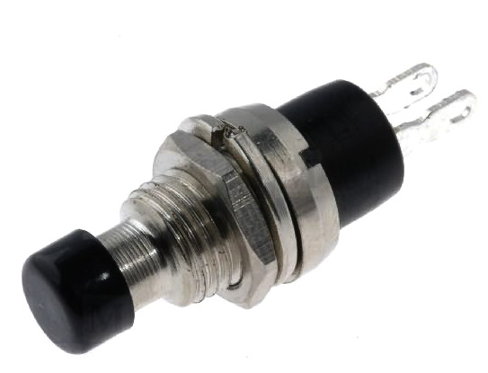 Push buton, rotund, negru, ON-(OFF), 1A, 250V, orificiu montare Ø7mm, PS10C2BK