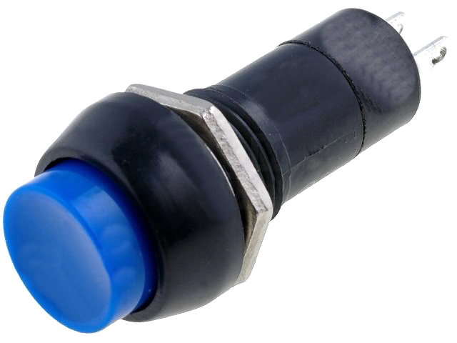 Push-buton, bistabil, rotund albastru, OFF-ON, orificiu montare Ø12mm, PS11ABU