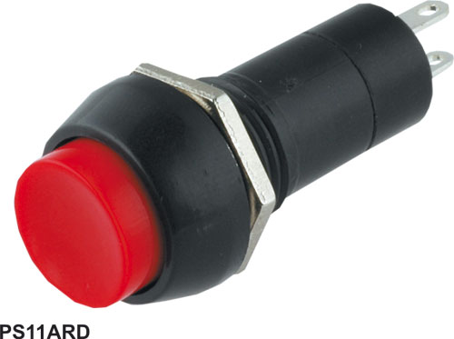 Push buton, monostabil, rotund, rosu, OFF-(ON), orificiu montare Ø12mm, PS11BRD