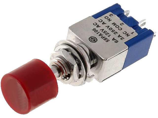 Intrerupator, SPDT, ON-(ON), 3A, orificiu montare Ø6.2 mm, PSM106A1