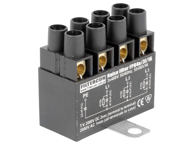 Filtru retea, trifazic, conexiune internă stea, RC, Cx, Cy, 400VAC, FP84A3F16