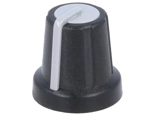 Buton plastic potentiometru, ax 6mm, Negru-Gri, GMN-2GY