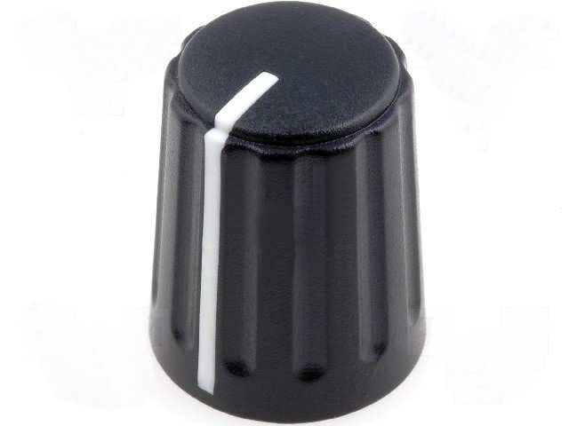 Buton plastic potentiometru, Negru, 6mm, GW13B