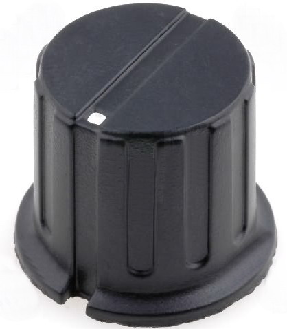 Buton plastic, potentiometru, ax 6.35mm,  negru, GWB12BK