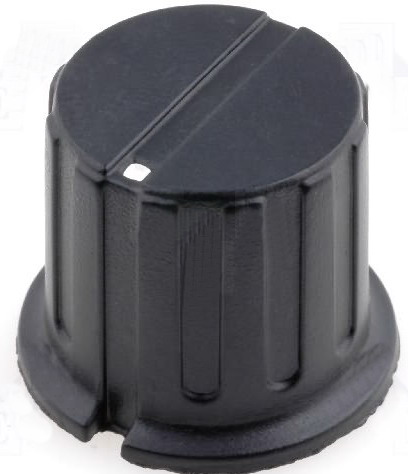 Buton plastic potentiometru, ax 6.35mm, negru, bachelita, GWB15BK