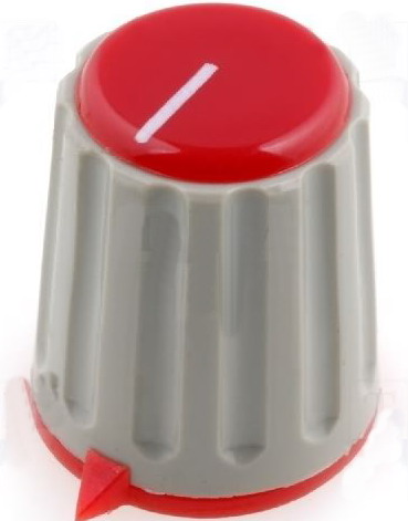 Buton rotativ; cu indicator; Øax: 6mm; Ø15,3x18mm; Ax: moletat,  GWW16-RD