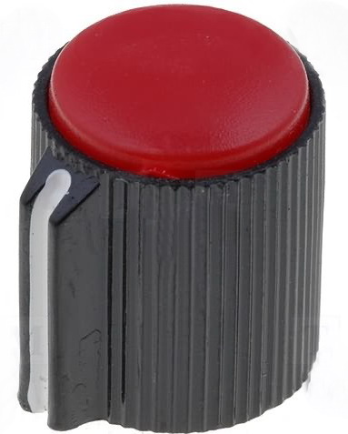 Buton plastic, potentiometru, rosu, ax 6.35mm, KK-10