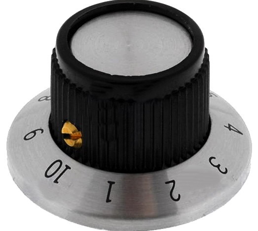 Buton potentiometru, flansa, marcare, ax 6.35mm, 15.2mm, RN-117A