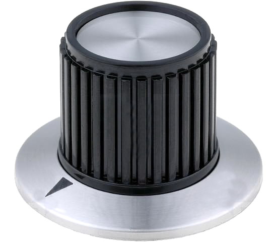 Buton potentiometru, aluminiu, ax 6.4mm, flansa, RN-112B