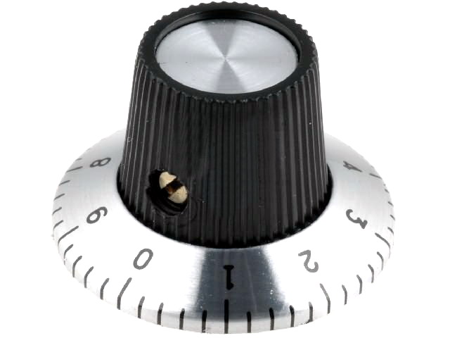 Buton potentiometru flansa, ax 6mm, 15mm, surub fixare, RN-113A