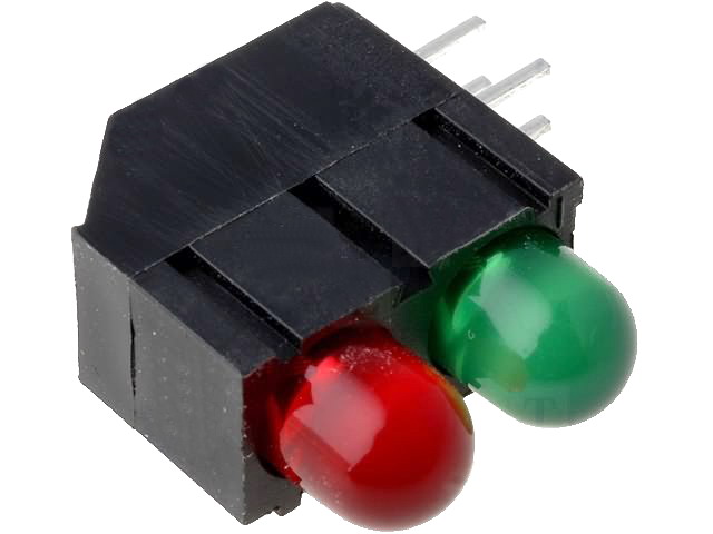 Led in montura, 2x LED, 5mm, rosu, verde, PCB, L-1503EB/IDGD