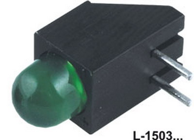 LED 5mm, verde, in montura, 2.2-2.5V, PCB, L-1503CB/1GD