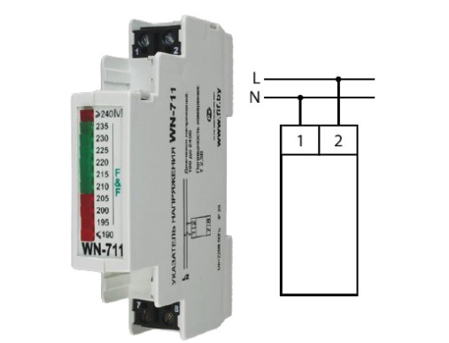 Voltmetru monofazat, cu leduri, pas 5V, 200VAC-250VAC, WN-711