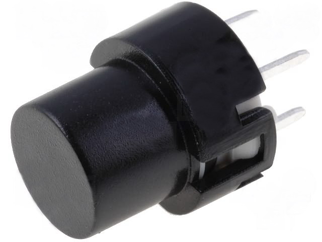 Push buton, negru, OFF-(ON), PCB, KS01-BV-BLACK