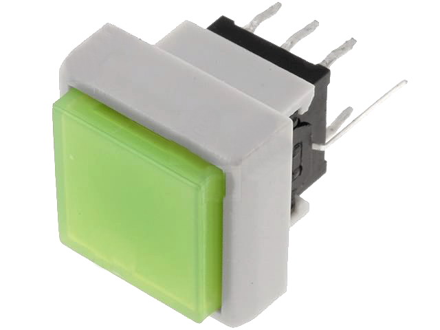 Push buton bistabil, patrat, led verde, ON-ON, PB6133FAL-3