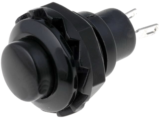 Push-buton, OFF-(ON), 1.5A, NEGRU, orificiu montare Ø12.7mm, PS502A-BB