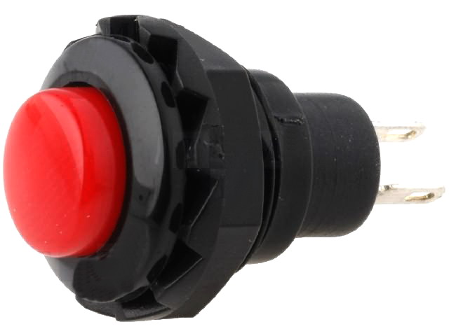 Push-buton, OFF-(ON), rosu, 1.5A, orificiu montare Ø12.7mm, PS502A-BR
