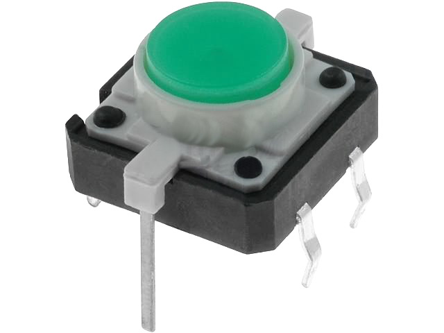 Microintrerupator, push, 12x12mm, OFF-(ON),  iluminat verde, TACT-24N-F-IG