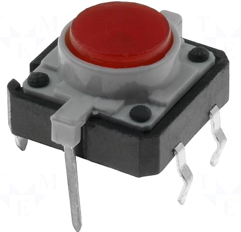 Microintrerupator 12x12mm, iluminat rosu, TACT-24N-F-IR