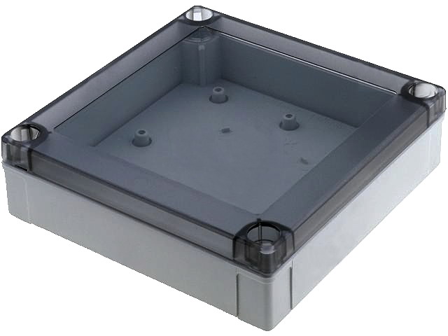 Cutie ABS, 130x130x35mm, gri, IP67, panou transparent, fumuriu, PC125/35LT, FIBOX