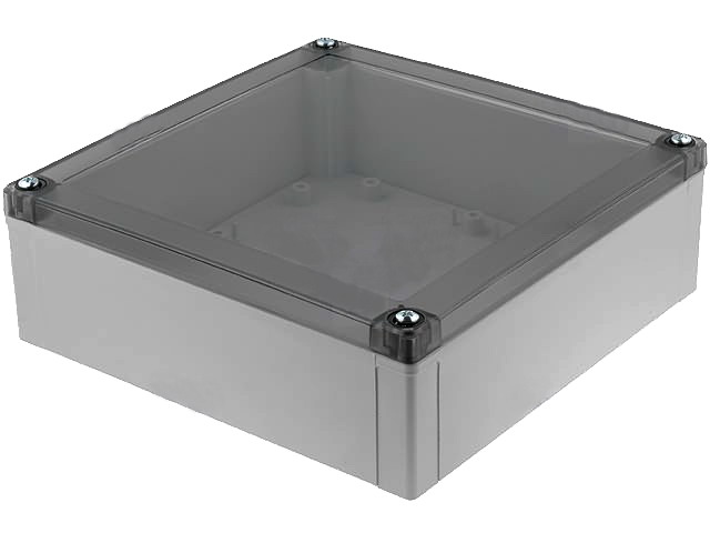 Cutie ABS gri, IP67, capac transparent, 180x180x60mm, PC175/60HT, FIBOX