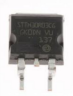 STTH30R03CG, Dioda ultrafast dubla, 300V, 2x15A, 35ns, CC, D2PAK