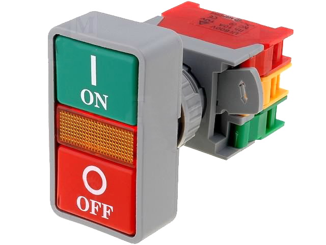 Intrerupator 2 pozitii, monostabil, ON-OFF, iluminat, orificiu montare 22.5mm, DPB-22N 2-1O/C