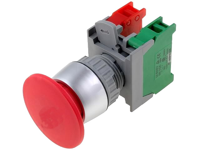 Intrerupator de siguranta, rosu, NC, NO, orificiu montare Ø22.5mm, EB22-1-O/C-R