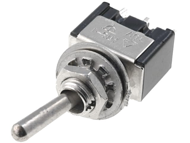 Intrerupator basculant, bistabil, 3A, ON-OFF-ON, 3 pini, SP3T, orificiu montare Ø6mm, TSM103A1