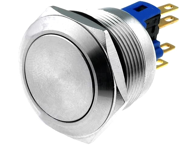 Comutator antivandal, ON-(ON), 5A, SPST, NC+NO, V22-11-S, orificiu montare Ø22mm, ONPOW