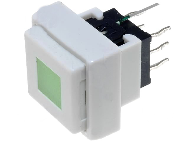 Push buton, bistabil, patrat, led verde, PB6135FAL-3