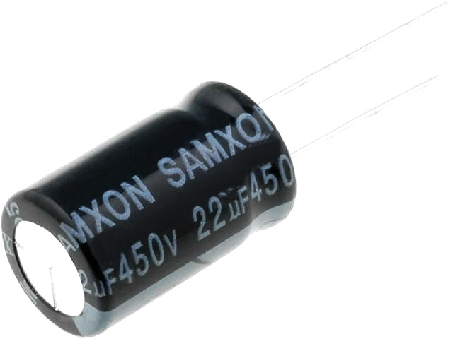 22uF/450V, Condensator electrolitic, 12.5x20mm, 105C, SAMXON