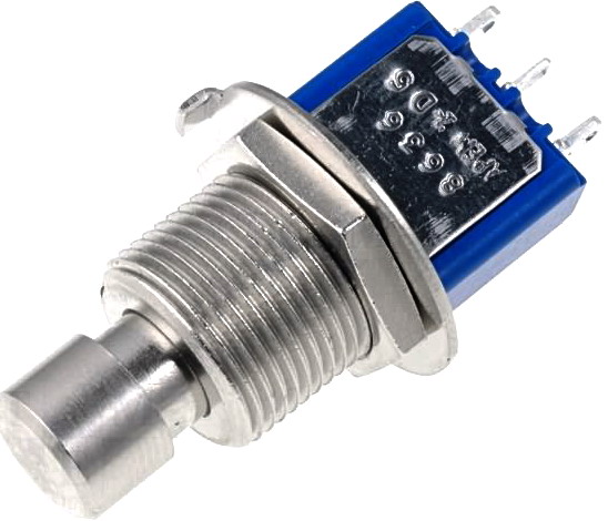 Intrerupator cu buton monostabil, 3A, SPDT, ON-(ON), M12.5, 8632A5X933, APEM