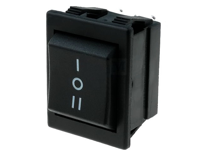 Comutator basculant, (ON)-OFF-(ON), 16A, 6 pini, DP3T, orificiu montare 30x22.1mm, C1572ALBBO