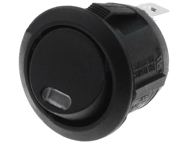 Intrerupator basculant, OFF-(ON), 6A, 20A/12V, 4 pini, SPST, led, orificiu montare Ø20.2mm, R13112LF02BBR0L3