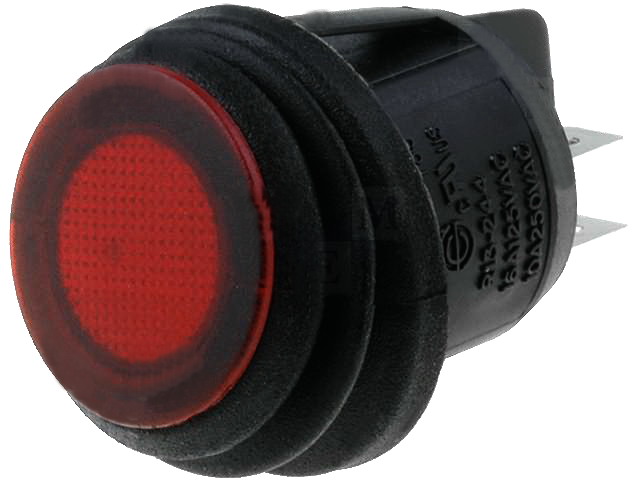 Intrerupator basculant, OFF-ON, 10A, IP65, DPST, 4 pini, orificiu montare Ø20.2mm, R13244B802R