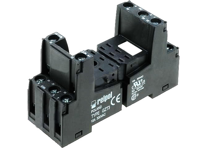 Soclu releu, 11 pini, sina, pe panou, GZT3